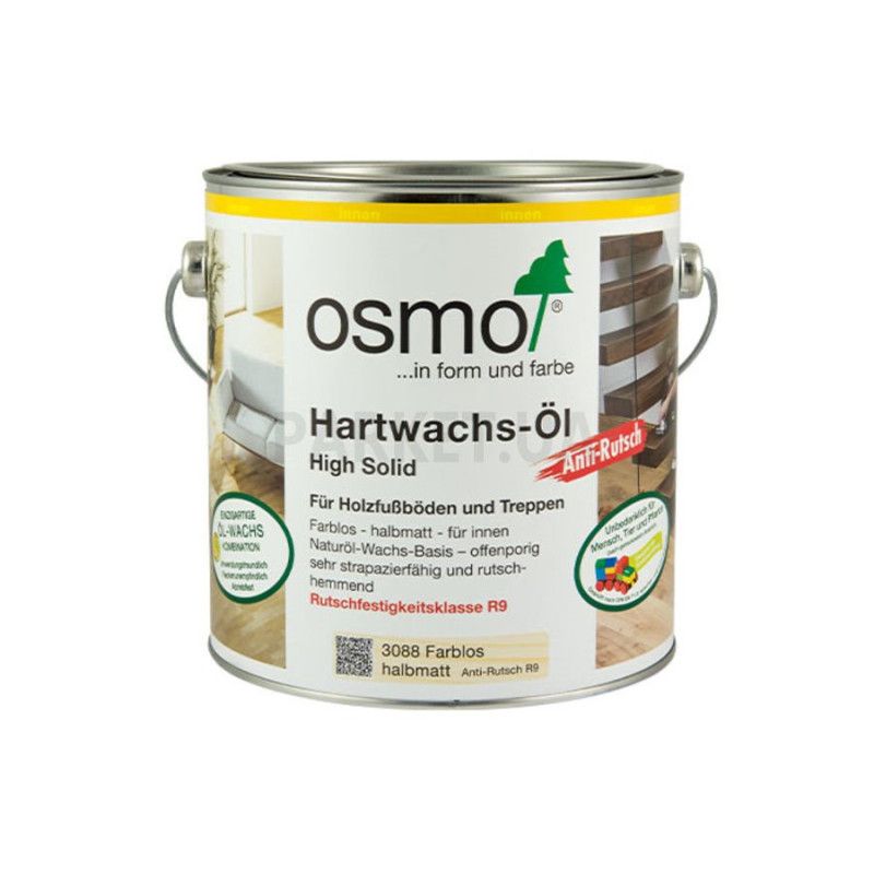 Масло с твердым воском антискользящее бесцветное полуматовое OSMO 3088