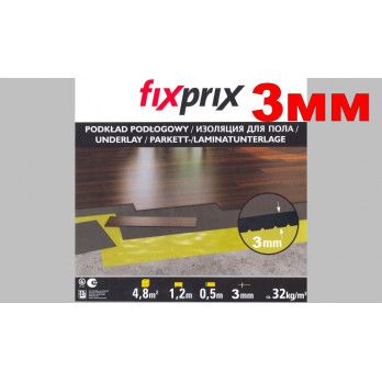 Подложка Fixprix 3 мм, листовая длина 1,2 м ширина 0,5 м